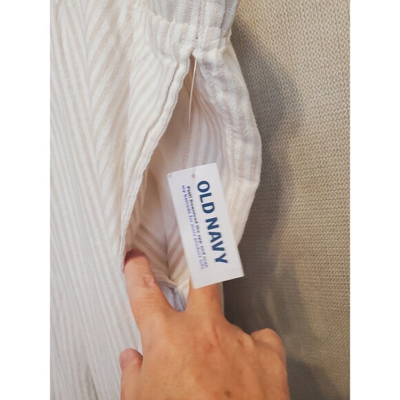 Old Navy Women's Linen Blend Striped Wide Leg Drawstring Waist Pants Sz 3X NWT - Picture 3 of 9